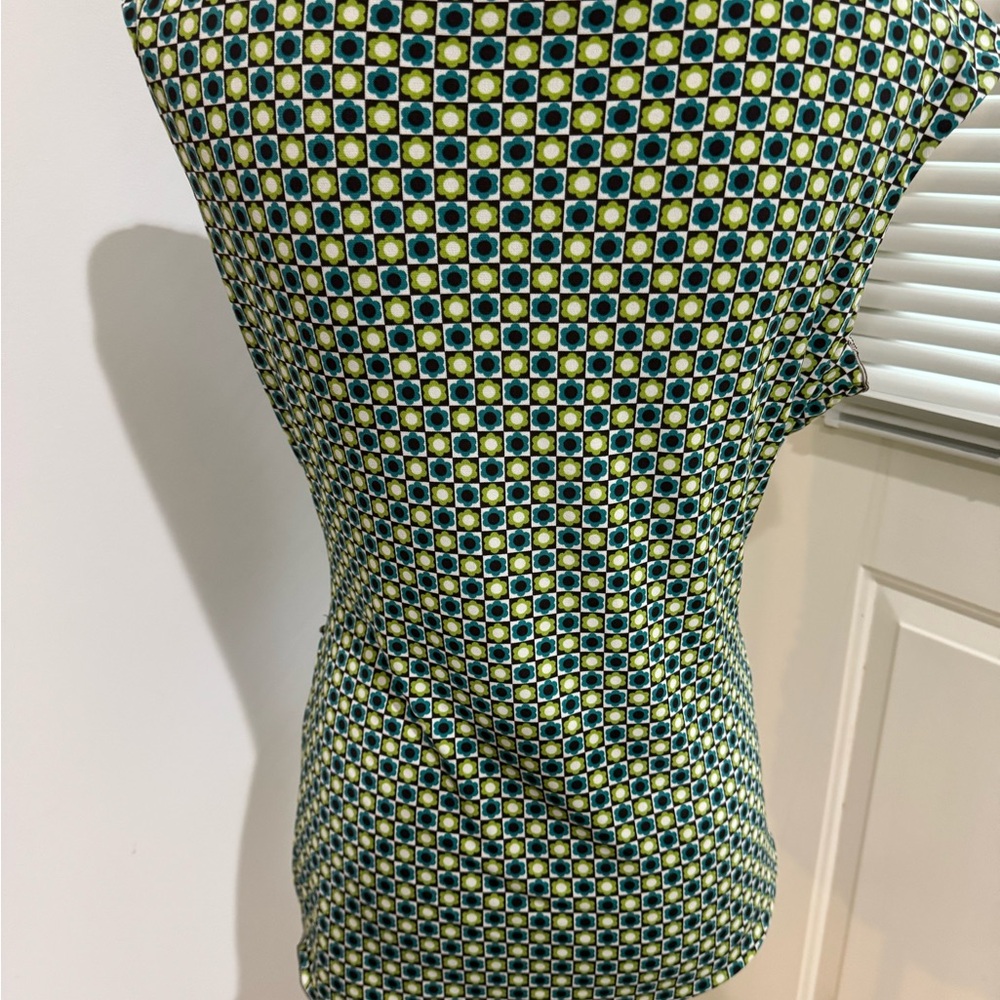 Max Studio Geometric Print green and teal Sleeveless Top size L - Picture 4 of 9